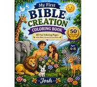 My First Bible Creation Coloring Book for Kids Ages 4-8: 50 Fun Coloring Pages with Bible Verses, Animal Fun Facts, Creation Story, Puzzle Activity & Certificate of Completion