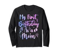 My First Birthday As A Mom Funny Mothers Day Pregnancy Baby Manga Larga