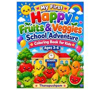 My First Happy Fruits & Veggies School Adventure Coloring Book for kids Ages 3-6: 50 Big & Easy Coloring Pages Featuring Cute Fruits and Vegetables Learning, Playing, and Making Friends