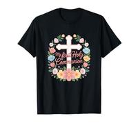 My First Holy Communion Cruz Flores Iglesia Cristiana Camiseta