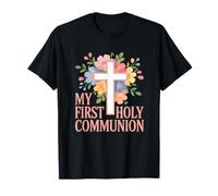 My First Holy Communion Cruz Flores Iglesia Cristiana Camiseta