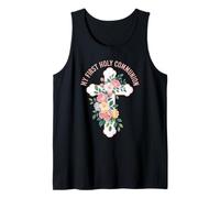 My First Holy Communion Cruz Flores Iglesia Cristiana Camiseta sin Mangas