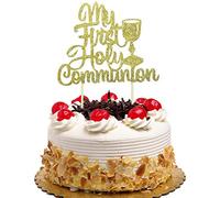 My First Holy Communion - Decoración para tarta de cumpleaños, baby shower, bautizo, bautizo, fiesta de bautizo, color dorado brillante