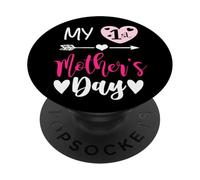 My First Mothers Day Outfit Mommy 1st Time Mom Happy Mother PopSockets PopGrip Adhesivo