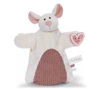 NICI Pañuelo de Peluche en Forma de marioneta de ratón, 2 en 1, 26 x 25 cm, Blanco, para bebés y niños pequeños, para Jugar, agarrar, abrazar y Descubrir - 61857
