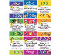 My First Preschool Skills Workbooks Series 9-Book Bundle Set - Early Learning Activities for Ages 3 to 5 - Learn-to-Write, Alphabet & Number Tracing, Scissor Skills, Bilingual Writing, Pre-Handwriting