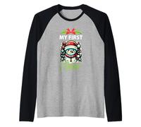 My First Snow Lindo Muñeco de Nieve de Invierno Navidad Camiseta Manga Raglan