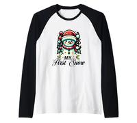 My First Snow Lindo Muñeco de Nieve de Invierno Navidad Camiseta Manga Raglan