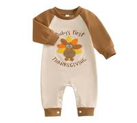 My First Thanksgiving - Mameluco de Manga Larga para bebé recién Nacida, diseño de Pavo y Calabaza, Ropa de otoño de una Pieza