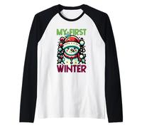 My First Winter Lindo Muñeco de Nieve de Invierno Navidad Camiseta Manga Raglan