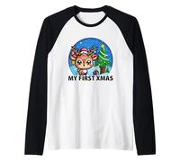 My First Xmas Lindo Reno de Invierno Navidad Camiseta Manga Raglan
