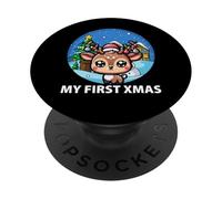 My First Xmas Lindo Reno de Invierno Navidad PopSockets PopGrip Adhesivo