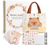 My First Year Baby Álbum Set Boho con 50 tarjetas de hitos diario de bebé | Álbum de fotos, libro de recuerdos para escribir un pequeño milagro para bebé, regalo para nacimiento de baby shower para