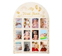 My First Year Picture Frame, Tablero de Exhibición de Fotos de 40 x 28cm Marcos de Fotos de Madera de 12 Meses para Recién Nacidos para Fiesta de Cumpleaños Decoración de Habitación de Bebé
