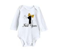 My First Year Ropa Recién Nacido Bebé Niño Niña Año Nuevo Trajes Letter Print Mono Mono Conjunto de Trajes, Blanco, 0-3 meses