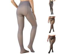 My Fleecies Tights,Womens Fleece Lined Tights Sheer Warm Fake Translucent Thermal Pantyhose Leggings (L,Gray-80g)