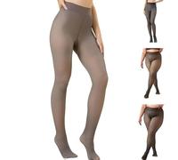 My Fleecies Tights,Womens Fleece Lined Tights Sheer Warm Fake Translucent Thermal Pantyhose Leggings (L,Coffee-80g)