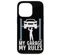 My Garage My Rules Técnico de automóviles Reparación de vehículos Amante de autos Carcasa para iPhone 13 Pro