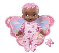 My Garden Baby Envuelve y acurruca rosa Muñeco de juguete con manta mariposa y chupete, regalo para niñas y niños +18 meses (Mattel HBH40)