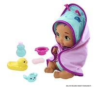 My Garden Baby Hora del baño, muñeco de juguete con toalla mariposa y accesorios, regalo para niñas y niños mayores de 18 meses (Mattel HBJ68)