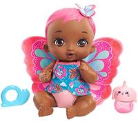 My Garden Baby Mariposas hago pipí Coral Muñeco de juguete con manta mariposa, biberón y pañal, regalo para niñas y niños +18 meses (Mattel GYP12)
