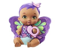 My Garden Baby Mariposas hago pipí Morado Muñeco de juguete con manta mariposa, biberón y pañal, regalo para niños y niñas +18 meses (Mattel GYP11)