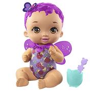 My Garden Baby Mariposas ¡Ñam ñam! Frambuesa Muñeco de juguete con alas de mariposa, boca cambia de color, regalo para niñas y niños +18 meses (Mattel GYP00)