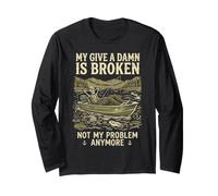 My Give A Damn Is Broken Funny Retirement Fishing Dad Manga Larga