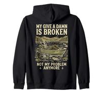 My Give A Damn Is Broken Funny Retirement Fishing Dad Sudadera con Capucha