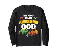 My God is an Awesome God - Christian Faith Kids Dinosaur Manga Larga