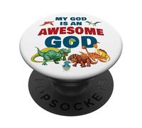 My God is an Awesome God - Christian Faith Kids Dinosaur PopSockets PopGrip Adhesivo