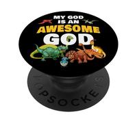 My God is an Awesome God - Christian Faith Kids Dinosaur PopSockets PopGrip Adhesivo