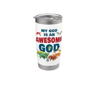 My GOD is an Awesome GOD - Christian Faith Kids Dinosaur Vaso térmico de acero inoxidable de doble pared