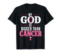 My God is Bigger Than Cancer Breast Cancer Awareness Camiseta gráfica económica, Hombre, Negro, S