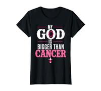 My God is Bigger Than Cancer Breast Cancer Awareness Camiseta gráfica económica, Mujer, Negro, M