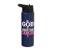 My God is Bigger Than Cancer Breast Cancer Awareness Stainless Steel Insulated Water Bottle