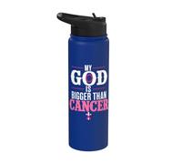 My God is Bigger Than Cancer Breast Cancer Awareness Stainless Steel Insulated Water Bottle