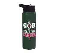 My God is Bigger Than Cancer Breast Cancer Awareness Stainless Steel Insulated Water Bottle