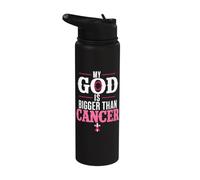 My God is Bigger Than Cancer Breast Cancer Awareness Stainless Steel Insulated Water Bottle