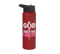 My God is Bigger Than Cancer Breast Cancer Awareness Stainless Steel Insulated Water Bottle