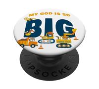 My God is So Big - Construction Kids Christian Faith Animals PopSockets PopGrip Adhesivo