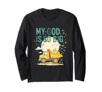 My God Is So Big Psalm 147:5 Construction Truck Watercolor Manga Larga