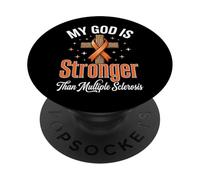 My God Is Stronger Than Multiple Sclerosis PopSockets PopGrip Adhesivo