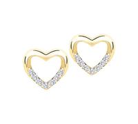 My Gold Pendientes de corazón para niña y mujer, oro 333, oro amarillo auténtico (8 quilates), con circonitas, 8 mm, con forma de corazón, finos, Klein, Oro amarillo, Circonia cúbica