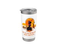 My Golden Retriever Rides Shotgun Dog and Witch Halloween Vaso térmico de acero inoxidable de doble pared