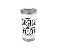 My Grace Is All You Need - Cita cristiana con versículo bíblico Vaso térmico de acero inoxidable de doble pared