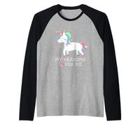 My Grandma Loves Me Cute Girl Unicorn Nieta Camiseta Manga Raglan