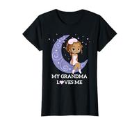 My Grandma Loves Me Cute Moon Sleepy Girl Gráfico Camiseta