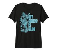 My Grass Is Blue Sasquatch Bigfoot Musician Retro Bluegrass Camiseta Premium