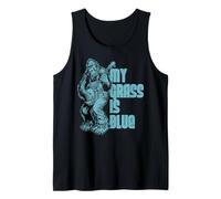 My Grass Is Blue Sasquatch Bigfoot Musician Retro Bluegrass Camiseta sin Mangas